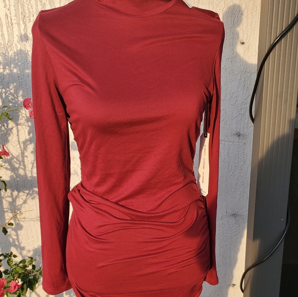 Almost Famous Turtle Neck Rouched Dress - Picture 2 of 11